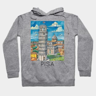 A Pop Art Travel Print of Pisa - Italy Hoodie